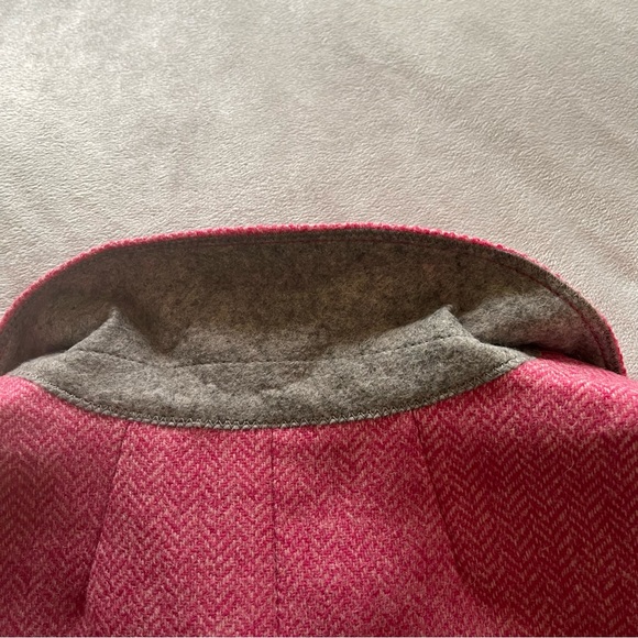 J Crew Bristol raspberry pink multi chevron 100% wool double breasted blazer, 14 - Picture 11 of 16